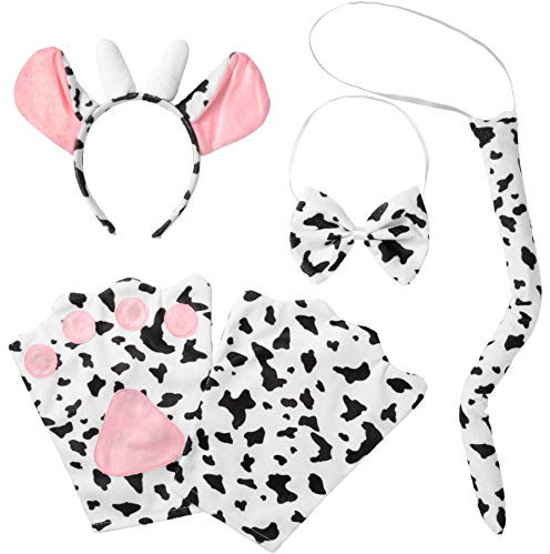 dressforfun 302052 - Kostüm Set Kuh für Erwachsene, Haarreif mit Ohren und Hörnern, Handschuhe, Fliege und Schwanz