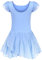 trudge Kinder Ballettkleidung Ballettkleid Mädchen Kurzarm Baumwolle Balletttrikot Ballettanzug Tanzkleid Tanzbody mit Rock Tütü, Blau , 150