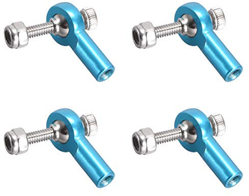sourcing map 4 PCS M2/2mm 15mm Linkage Rod End Tie Rod End Ball Head Joint Adapter Blue for RC Crawler Boat
