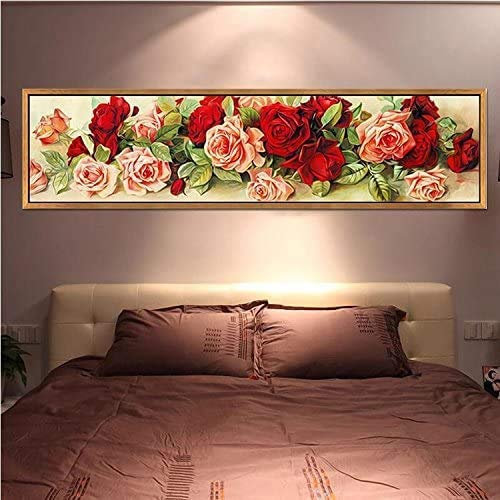 RAILONCH DIY 5D Diamant Painting Set - Blumen - Diamond Painting Full Strass für Schlafzimmer Wand und Wohnzimmer (100x30cm,D)