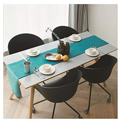 Cinnanal Kleine Tischdecke, Läufer Tisch, Uni Einfarbig Fleckschutz Esstisch Deko Wohnzimmertisch,Samt Rechteckig Blauer See 32x160cm