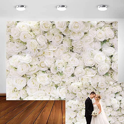 Avezano Fotowand Hintergrund, Hintergrund Wand für Fotografie, Hochzeit, Blumenwand, Brautparty, Party-Dekoration, weiße Rosen, 1,8 x 1,2 m