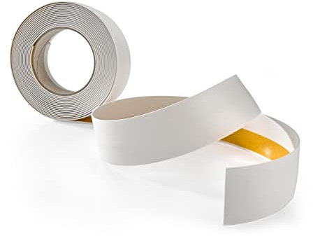 Quest Listello di Copertura Piatto Adesivo – Larghezza 30 mm - Listello per finestra, per interni – PVC, Flessibile, Resistente ai raggi UV – Lunghezza 5 metri (Bianco, 50mm)
