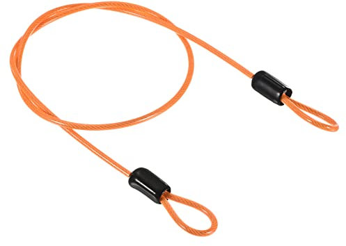 PATIKIL Security Steel Cable 2.5mm x 0.5m/1.64ft Coated Luggage Lock Wire Rope with Double Loop Orange