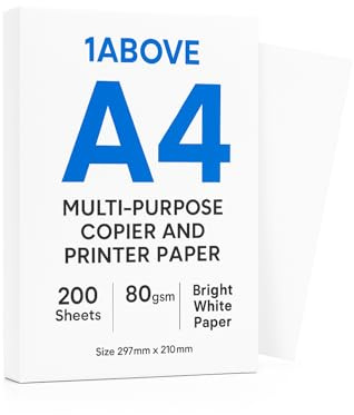 A4 Multipurpose White Copy Paper for Printer, Copier, Office, Home & Craft Use (80gsm, 200 Sheets) | 80gsm, Bright White, 297mm x 210mm