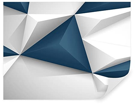 Tapeko Papier Peint 3D Panoramique 400x280 cm style 3D Formes Géométriques Bleu Avec du Blanc Papier Peint intissé pour Chambre Salon Personnalisé Décoration Murale u36343