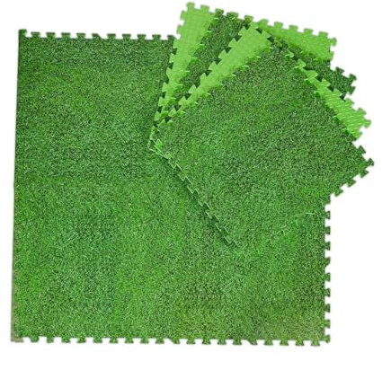 Avilia Set 8 Piastrelle Prato Finto 3D Antiscivolo da Esterno 50x50 cm - Installazione Rapida, Ideali per Giardini, Piscine, Spazi Esterni