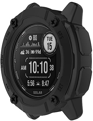 Blueshaweu - Carcasa protectora compatible con Garmin Instinct 2X Solar Smartwatch, silicona, funda protectora portátil a prueba de golpes con Garmin Instinct 2X Solar Smartwatch (negro)