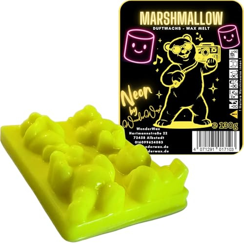 WonderWax Neon Duftriegel 6 x Duftwachs Bären Wachsmelt Duftwachs Raumduft für Duftlampen Soja Wachs Melts Duftmelt Aroma Wellnes Kerzen Wärmer Wax Tarts Geröstete Marshmallows