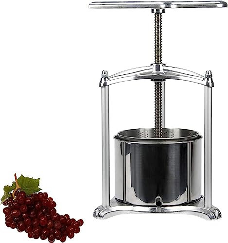 Fruchtpresse Traubenpresse, 6 l Weinpresse aus Edelstahl, Schneckenpressmethode, Ölpresse, geeignet for die Herstellung von Wein, Honig, Saft, Pfefferöl