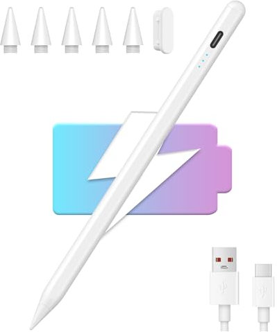 MMK Lápiz para iPad 2018-2025, Baja Latencia y Precisión de Píxeles, Stylus Pencil con Adsorción Magnética & Rechazo de Palma,para iPad 11(A16)/10-6, Pro M4/11/12.9/13, Air M2/3/4/5, Mini 5/6/7