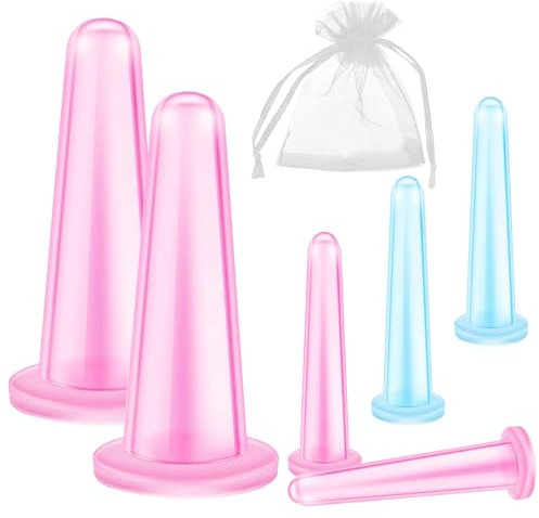 Ventosas Faciales, 6 piezas ventosas masaje para la cara masaje facial ventosa de masaje facial masajeador facial para la cara el cuerpo el cuello la espalda el kit de Copa de masaje ocular