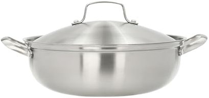 26cm/30cm/32cm 304 Stainless Steel Wok Non Stick Hot Pot with Lid Hot Pot Wok with Lid Induction Suitable for Induction Cooktops Gas Cooktops Ovens Up to 500°F etc (30cm)