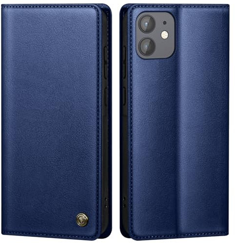 GUCASBE iPhone 11 Hülle Schutzhülle Premium PU Lederhülle Wallet Flip Case Tasche Magnet Kartenfach Standfunktion Klappbar, Blau