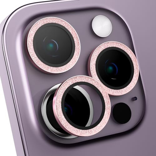 BARALARIQIU Protection d'objectif d'appareil photo compatible avec iPhone 11/iPhone 12/iPhone 12 Mini, verre trempé 9H, protection d'objectif d'appareil photo à paillettes, ultra transparent,