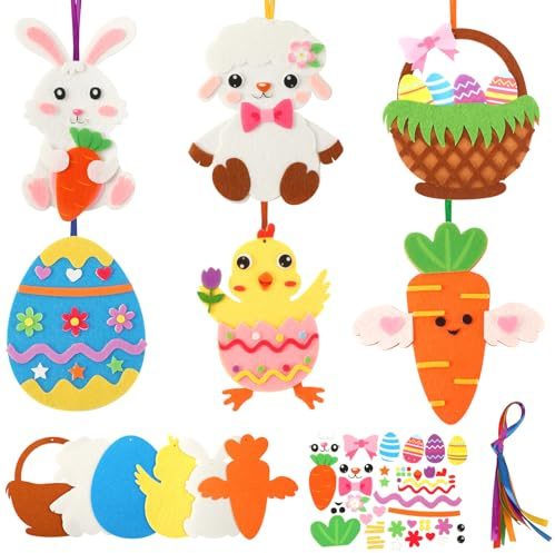 SEPGLITTER 9 Ostereier Bastelset für Kinder, Ostern Anhänger Deko Easter Decoration Craft Set mit Moosgummi Easter Decoration Craft Set für DIY Osterbastelbedarf Ostergeschenke