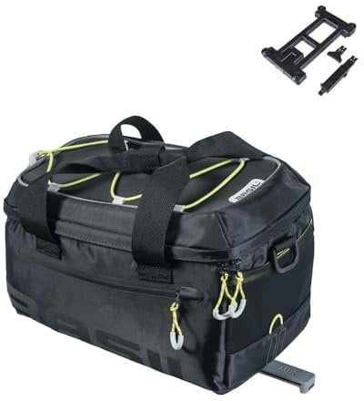 Basil Miles Gepäckträgertasche MIK - 7L - Wasserdicht, Inkl. abschließbarem MIK-System - Ideal für Pendeln und Outdoor - Schwarz/Lime
