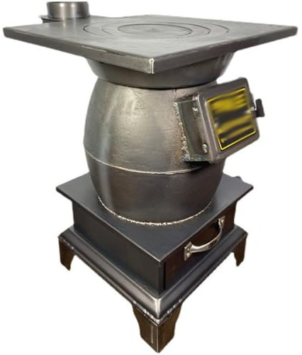 ERSINIAN Holzofen für den Innenbereich, Holzheizofen für den Innenbereich, verdickter ländlicher Heizofen aus Gusseisen, energiesparend, für Zelt, Unterstand, Angeln, Heizen und Kochen, Höhe 52 cm