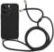 Phoona Crossbody Lanyard Case for iPhone 15 Pro 6,1 with Strap, Necklace Mobile Phone Cover with Adjustable Neck Strap, Ultra Soft Silicone Shockproof Protective Case with Neck Cord-Black