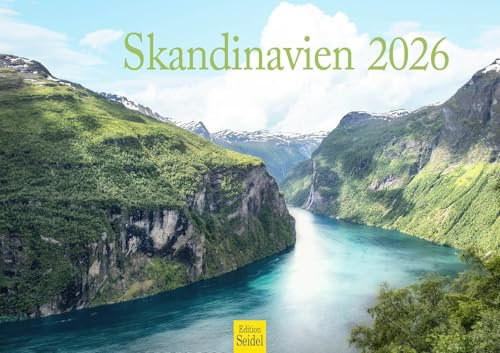 Edition Seidel Premium Kalender Skandinavien 2026 Format DIN A3 Wandkalender Norwegen Schweden Dänemark Island Finnland Lappland Fjorde Geysir Nordlichter