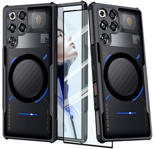 Guizzcg für Red Magic 11S Pro/11S Pro+/11 Pro/11 Pro+ Hülle Kompatibel mit Magsafe-Zubehör,Soft TPU Stoßstange + Acryl Rückseite Airbag Stoßfest Sturzfest Schutzhülle [1 Stück Schutzgla],Mag Schwarz