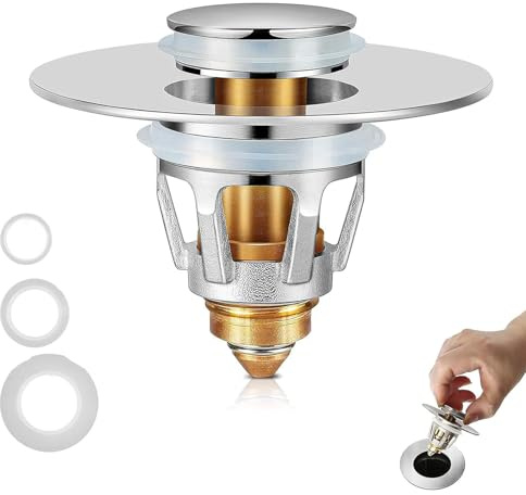 Abflussstopfen Mit Druckknopf,Drain 2in1 Magic Universal WaschbeckenstöPsel Mit Abflusssieb,für Waschbecken, Badewanne, Waschbecken oder Dusche (1pcs)