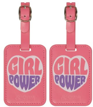 American Tourister Gepäckanhänger - Kofferanhänger für Koffer und Taschen, mit verstellbarem Riemen, inklusive Adresskarte, mit Aufdruck, Set aus 2 Stück - Girl Power