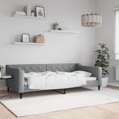 Frdhee Groß Betten Seniorenbett,Tagesbett Hellgrau 100x200 cm Stoff,Seniorenbett für Kleine Räume, Schlafzimmer