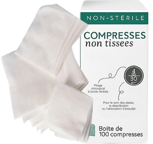 Lot de 10 Sachets de 100 Compresses Non Tissées Non Stériles (5 x 5cm) – Hypoallergéniques, Ultra-Absorbantes – Usage Médical et Domestique