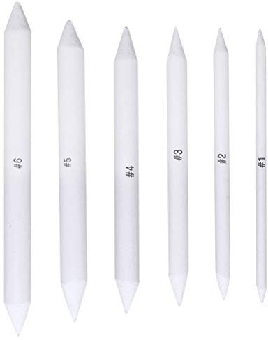6 Stück Papierwischer Bleistife, 4/6/9/10/12/13mm Doppelköpfe Papier Stift Weiß Art Papier Stümpfe für Zeichnen DIY