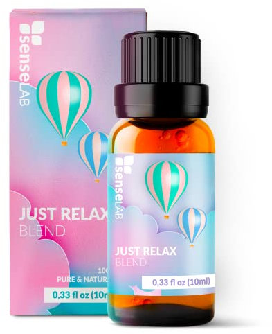Miscela di oli essenziali Just Relax estratto puro al 100% con oli di lavanda camomilla romana labdano e mandarino di grado terapeutico per diffusori di aromaterapia e umidificatori per rilassare 10ml