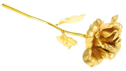 Gadpiparty Roses Artificielles 24K Or Doré Trempé Véritable Plaqué Or Préservé Fleur Éternelle pour La Valentin Anniversaire Anniversaire Cadeau De Noël S