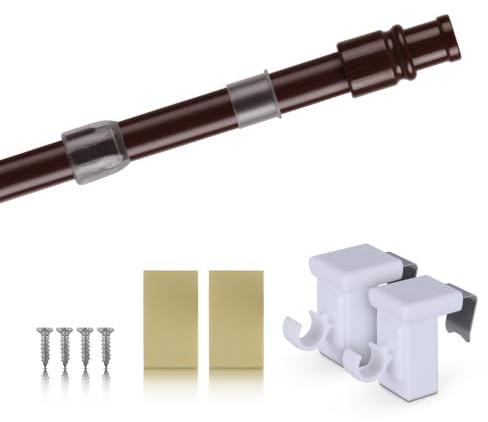 Cafehausstange inkl. Klemmträger (Braun / 75-125cm), Gardinenstange 50 bis 225 cm Länge ausziehbar, für Bistrogardinen, leichte Vorhänge, Gardinen