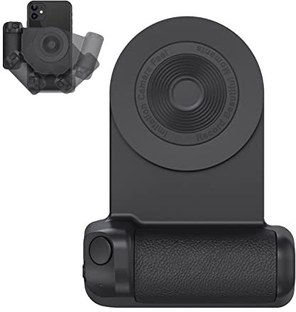 Mango magnético para cámara, soporte para teléfono móvil, soporte Bluetooth, mango de control remoto, soporte para selfie con cierre de cámara, soporte inalámbrico recargable (negro, mejorado)