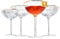 Khen Champagne Coupe Glasses Set of 4 Vintage Octagonal Gold Rim Elegant Art Glass Cocktail Goblets - 6oz Clear Gold Rim
