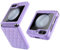 MiRowy Cover per Samsung Galaxy Z Flip5 Cover, Vetro Temperato Fotocamera Case, PU Pelle + Rigido PC, con Cerniera Protezione Protettiva Antiurto Custodia per Samsung Galaxy Z Flip 5 5G - Viola