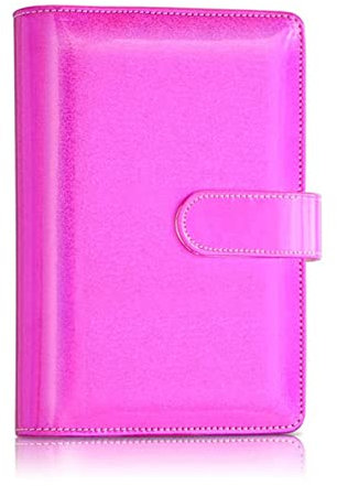 FrEshn Latex Bindemittel A6 Pu. Leder-Notebook-Bindemittelabdeckung, Laser-Regenbogen 6 Ringbindemittelbinder-Budget-Geldumschläge Bindemittel (Size : Flash Rose)