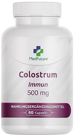 Colostrum Kapseln 500 mg - Hochwertiges Kolostrum Supplement - 60 Kapseln - Stärkt Immunsystem und Wohlbefinden - Ideal für Tägliche Einnahme - Natürliche Inhaltsstoffe - Made in EU