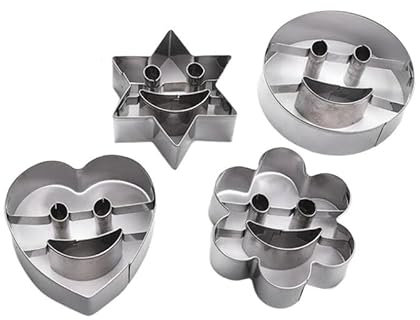 DUNSBY Emporte pièces Emporte-pièce Smiley en Acier Inoxydable, 4 pièces, Moule à Biscuits, à gâteau Fondant, Outils de Cuisson, Moule à Biscuits au Sucre