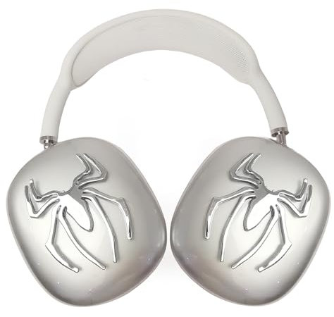 MORWLAT Schutzhülle für AirPods Max, Metallspinne, transparent, cool, weiche Hüllen für Damen und Herren, Zubehör, Schutzhülle für Apple AirPods Max (Silber)