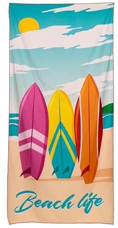 Mikrofaser Strandtuch Beach Life Surf Multicolor, 90% Polyester, 10% Polyacryl.
