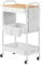 SONGMICS Rollwagen, Küchenwagen, 3 Metallgitterablagen, Servierwagen, 2 abnehmbare Hängebehälter, 2 Organizer, für Büro, Küche, Wohnzimmer, Badezimmer, wolkenweiß LRC036W01