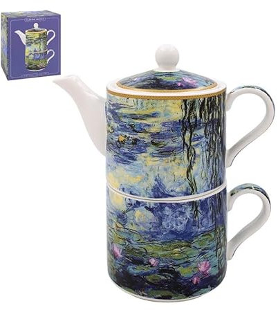 The Leonardo Collection Claude Monet Tea for One | Keramik-Teekanne und Tasse Set | Schönes Geschenk für Zuhause | Stilvoll bedruckte Teekanne für Tee-Enthusiasten
