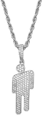 AOLIAY 1 Stück Damen & Herren Edelstahl Halskette,Fun Simulierter Diamant Anhänger,Silber Gold Accessoire Halskette,Hip-Hop-Souvenir,Straße Trend Coole Kette A