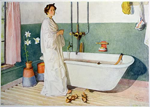 ZHAOSHAN Carl Larsson Leinwandbilder, Poster, 58 x 90 cm, ohne Rahmen, Badezimmer-Szene, Lisbeth Let in More Light