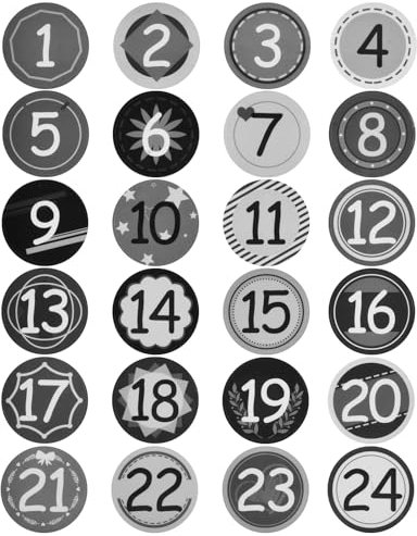 Adventskalender Aufkleber Zahlen, Adventskalender Sticker 1-24, Aufkleber Adventskalender Zahlen, Adventskalender Zahlen, für Adventskalender Basteln und Befüllen