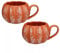 Fyne-Finds Set of 2 Orange Ceramic Pumpkin Mug with Leaf Decal Autumn Round Tea Coffee Cup 400ml Home Gift