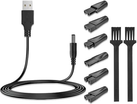 7 Pcs Shaver Charger Cable Kit, Electric Shaver Charger with 6 Charging Cord Heads,USB Adapter Charging Razor Charger Convetor,Compatibility with Various Electric Shavers Beauty Devices.