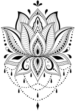 Boho Lotus Wandaufkleber Yoga Studio Kunstdekor Mandala Vinyl Wandtattoos Dekoration für Schlafzimmer Wandpapier-XL-92x136cm-Black