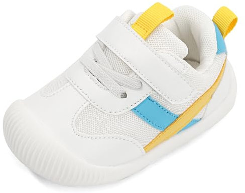 MK MATT KEELY Baby Schuhe Lauflernschuhe Mädchen Jungen Atmungsaktiv Leader Krabbelschuhe für 0-4 Jahre mit Sohle rutschfeste,Gelb,EU 22